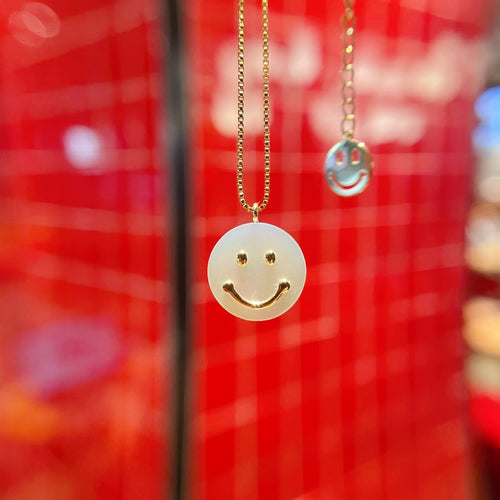 gold smiley face necklace