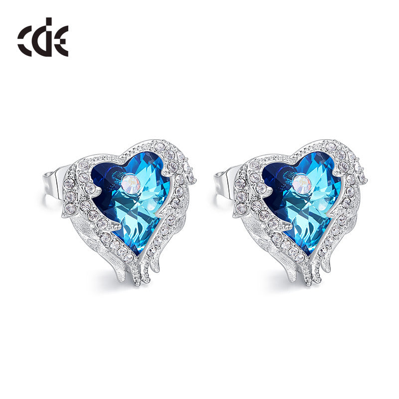 Crystal Flower Heart Earrings | Gemstone earrings dangle, Heart shaped  jewelry, Big statement earrings