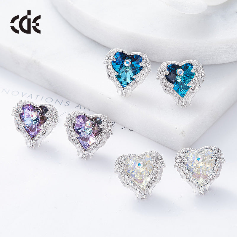 Light Blue Swarovski Crystal Heart Shape Earrings | Shopee Malaysia