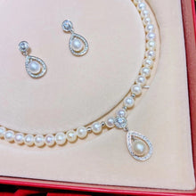 sterling silver pearl necklace and earrings set